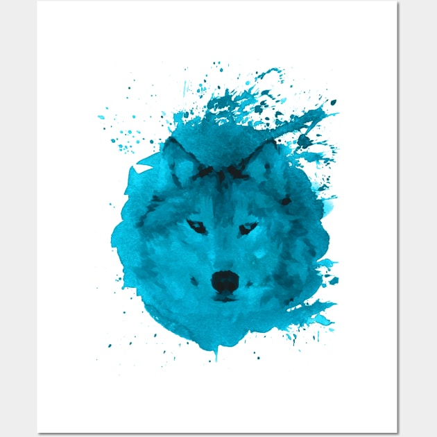 Watercolor Wolf Wall Art by HappyBirdDesign